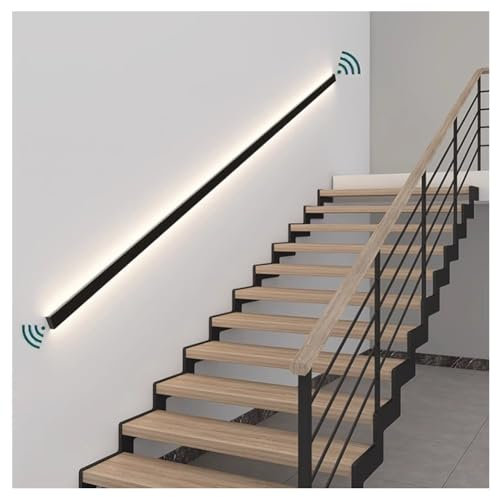 Pasamanos De Escalera LED Con Luz De Sensor, Pasamanos Luminoso Montado En La Pared, Pasamanos De Aleación De Aluminio Con Luz LED - Para Cubiertas Exteriores Y Escaleras Interiores(1.5m/59'')