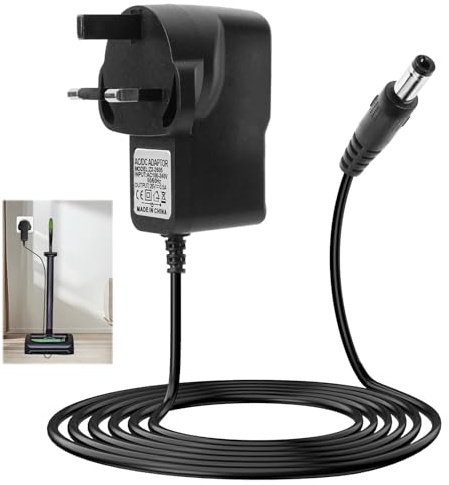 Eddrfy 27V 0.5A Power Adapter Compatible with Gtech AirRAM MK2 Cordless Vacuum Cleaners, Replacement Charger with 2m Cable, Vacuum Cleaner Charging Plug with Safety Protection for Home and Office