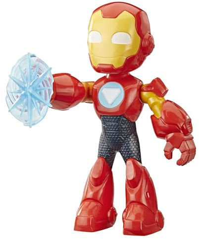 Iron Man and His Awesome Friends Marvel Iron Man 22.8 cm (9 Inch) Poseable Action Figure with Repulsor Shield Accessory, Super Hero Toy for Kids Ages 3+, Red