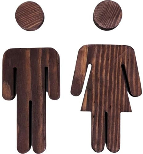 HiyyFloy Plaque De Porte De Toilette en Bois 2 Pièces Hommes Femmes Panneaux De Salle De Bain pour Toilettes Plaque De Porte De WC Autocollante pour Bureau À Domicile