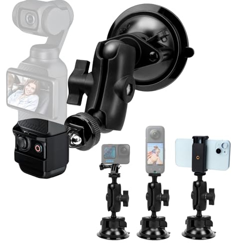 Soporte de Ventosa Compatible con dji OSMO Pocket 3, Accesorios Actualizados Pocket3 Hero 13/12/11/10/9 para Insta360 Ace Pro 2/X4/X3/X2 Action Cámara Accesorios con Adaptador de Expansión