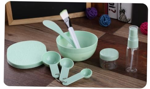 UKCOCO Kit D'outils avec Bol Mélangeur pour Masques Faciaux 9 Pièces Spatule, Pinceau, en Plastique Vert, Facile à Saisir, Soin Visage Maison