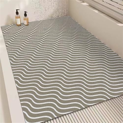 Odot Duschmatte rutschfest,Schnelltrocknend PVC-Luffa Badewannenmatte,Badezimmerteppich mit Ablaufloch,Modern Schlicht Badteppich,Duschvorleger für Badewanne/Nassbereiche (Grau,100x120cm)