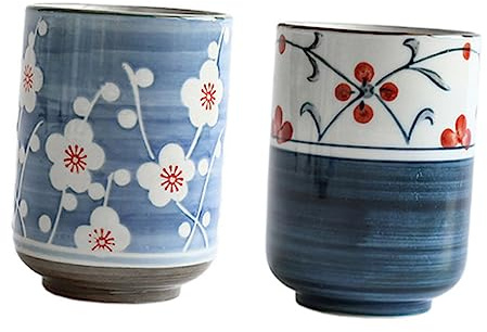INOOMP 2 pièces Tasses à Thé Japonaises Céramique Résistantes Chaleur Lot pour Bureau et Design Compact et Portable et Oolong