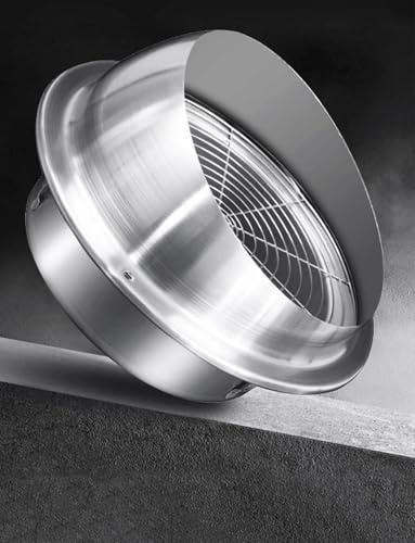 Cubierta de ventilación de pared redonda grande de acero inoxidable, rejilla de ventilación de 7.8 pulgadas con malla integrada para una ventilación óptima del hogar, fácil instalación, perfecta para