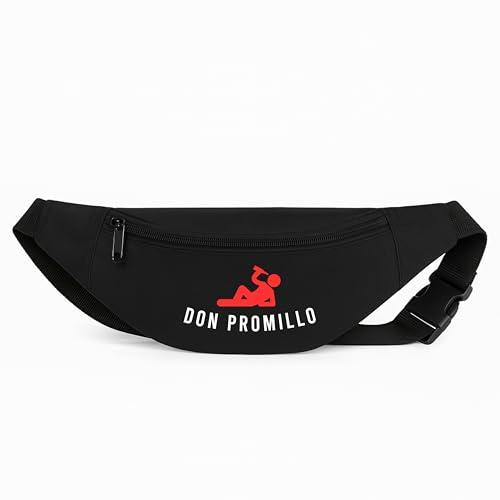 Don Promillo Lustige Bauchtasche Festival Umhängetasche Herren Damen – Perfekt für Junggesellenabschied, Karneval, Festival, Konzert & Party – Coole Gürteltasche mit Reißverschluss, verstellbar & robu