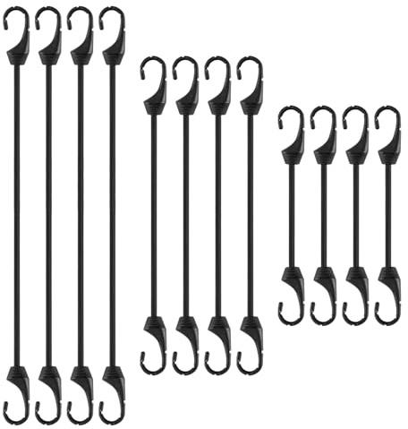 12 Pezzi Corde Elastiche con Ganci, Tenditore Multiuso per Teloni, Cinghie di Rinforzo per Carichi di Biciclette, Corde di Tensione per Teloni di Copertura per Piscina per Campeggio, Escursionismo