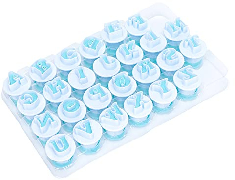 Cortadores de galletas con letras mayúsculas, cortadores de fondant del alfabeto, moldes de letras de plástico para decoración de pasteles, galletas, bricolaje, juego de 26 piezas