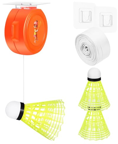 MAGICLULU Badminton Rebound Trainer mit Robustem Rückprallsystem und Verstellbarer Schnur Deckenmontage Klebehaken Geeignet für Indoor Selbsttraining