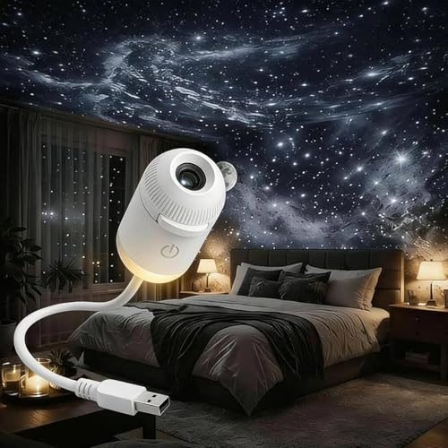 JIABAOZ 2-in-1 Galaxy Projector Night Light, Multifunctional Portable Starry Sky Night Light Projector, 360° Rotating USB Powered with HD Films for Car and Bedroom Decoration (3-image)