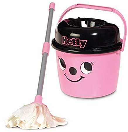 Casdon Hetty Mop & Bucket | Branded Toy Cleaning Set For Children Aged 3+ | Features Hetty’s Cute Face For Lots Of Cleaning Fun!, Pink, 15 x 19.1 x 17.9 cm