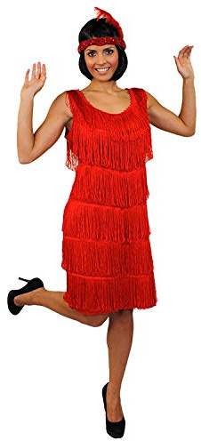 I Love Fancy Dress ILFD4576XL Ladies Deluxe Flapper Dress with Matching Headpiece, Red, X-Large