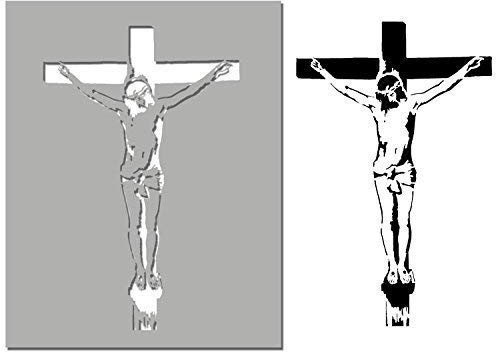 Jesus am Kreuz Schablone dekorativ Bastelkunst Schablone heimwerkerutensilien wiederverwendbar - semi-transparent Schablone, 24x37cm
