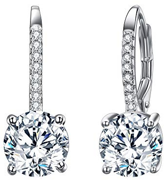 Ever Faith - Orecchini pendenti da donna in argento Sterling 925 con zirconi, con chiusura a monachella