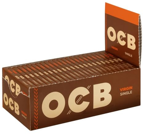 OCB Virgin - Papel de cigarrillo regular (50 hojas/cuadernos, 2 cajas (100 grapas)