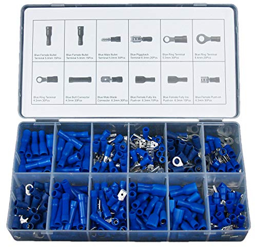Craft-Equip 280 tlg. Kabelschuhe Satz BLAU Steckverteiler Verbinder Flachstecker