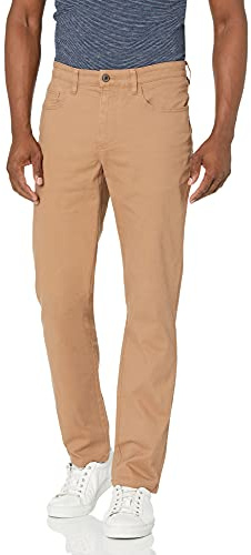 Amazon Essentials Pantalon Chino Stretch Confortable à 5 Poches Coupe Droite Homme, Brun Kaki Clair, 32W / 36L