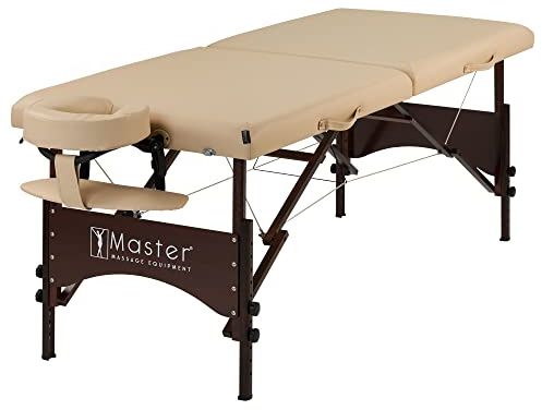 Master Massage Table de Massage Portable Argo de 71,1 cm, crème avec Pieds en Noyer, 1 pièce