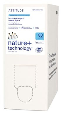 ATTITUDE Liquid Laundry Detergent Refill, EWG Verified, HE Compatible, Plant-Based & Vegan, Natural Laundry Soap, Wildflowers Scent, 80 Loads, 2 Liters