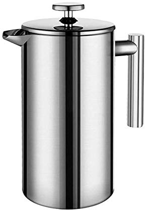 XIXIDIAN Cafetière, Acier Inoxydable Presse Française Cafetière Double Mur Mur Métal Isolation Café Press & Beailler Easy Netty et Easy Press, Silver (Size : 1000ML)