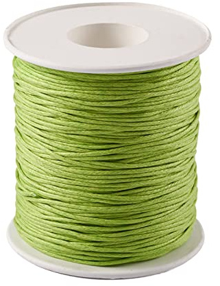 PandaHall Geflochtene Baumwollkordel, 1 mm, gewachste Baumwollschnur für DIY-Schmuckherstellung (grün-gelb)