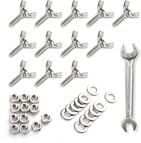 SPEEDWOX Y-förmige Lamellenschraube M6 x 20 mm, Schmetterlings-Rändelschraube, 304 Edelstahl, Maschinenschrauben, Befestigungsschraube, Flügelschrauben mit Sechskantmutter, flacher Unterlegscheibe