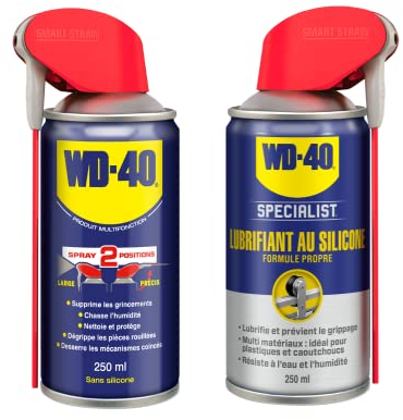 Lot WD-40, Produit Multifonction WD-40 Double Position 250ml + Lubrifiant Silicone WD-40 SPECIALIST Spray Double Position 250 ml