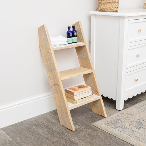 Melody Maison Rustic Wooden Ladder Shelf Unit 35cm x 80cm
