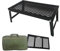 Klappbarer Lagerfeuer Grill zum Kochen über offenem Feuer | Grillrost klappbar, Camping-Grill faltbar | Pfannenknecht | Feuertopf Untersetzer (39x23x16cm) Schwarz