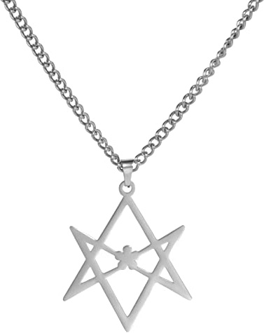 Collana con ciondolo a forma di esagramma, simbolo celtico, simbolo religioso, ebraico, Israele, stella di Davide, in acciaio inox, Acciaio inossidabile, Nessuna pietra preziosa