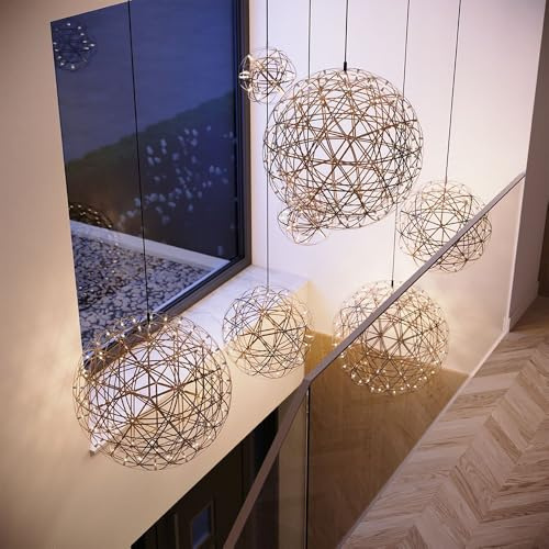 s.luce Atom LED Pendelleuchte Dimmbar Wohnzimmer Hängelampe modern, Farbe Schwarzchrom, Größe Ø 50cm