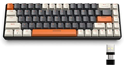 YINDIAO K68 60% Teclado Mecánico Inalámbrico para Juegos,Bluetooth 5.0/2.4Ghz,diseño de América,Mini Teclado Compacto de 68 Teclas con USB A/Type C Receptor,Hot Swap,Interruptor Rojo (Milk Shake)
