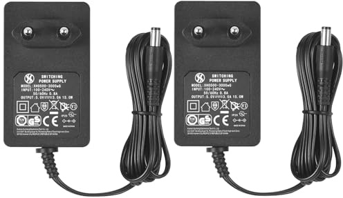 2er-Pack AC zu DC 5V 3A Netzteil, Stecker 5,5 mm x 2,1 mm, Plug EU