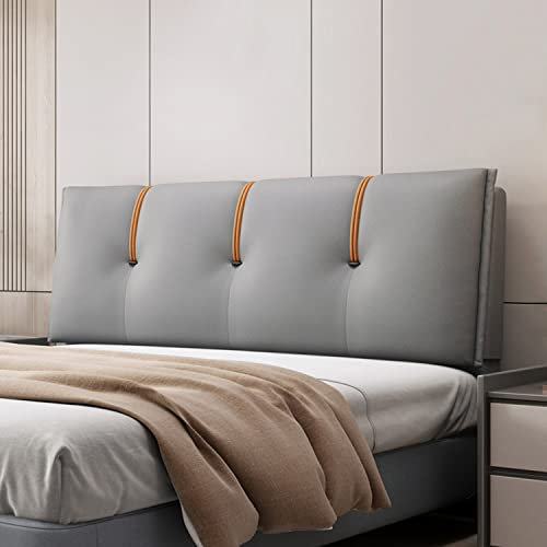 ZZYK Weiches Kunstleder Gepolstertes Vollkopfteil Keil Bolster Kopfteile Rückenlehne Lendenstützkissen Für Tatami Tagesbett Kissen Mit Abnehmbarem Bezug,Gray1,with Headboard 78.7