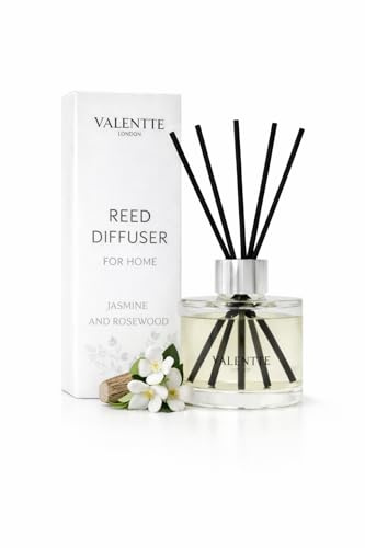 Valentte Reed Diffuser - Jasmine & Rosewood Scent | Essential Oil Aroma for Home | 100 ml