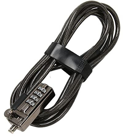 Lazmin112 Laptop Cable Lock, Security Computer Combination Lock with 4 Digital Password Protections, Anti Theft, Keyless Lock for Lenovo, for HP NANO Hole Laptop (Black)