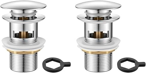 IBERGRIF M20502 vidage Salle de Bain, Bonde de Lavabo Pop Up, Chromé, Argent (Lot de 2)