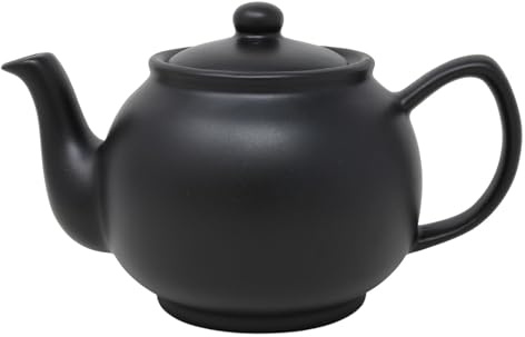 UNIQUE HOME LIVING Matt Black Finish 6 Cup Teapot 1.1L Stoneware Tea Serving Pot