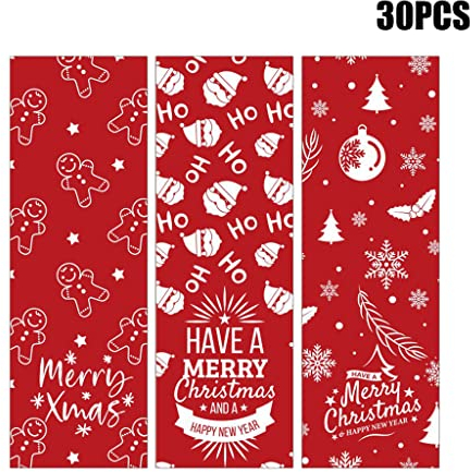 30 Stück rechteckige Merry Christmas-Aufkleber, selbstklebende Geschenketiketten, Aufkleber, Geschenkbox, Siegelaufkleber, 22,9 x 7,6 cm, für C-große Frohe Weihnachten, Aufkleber für