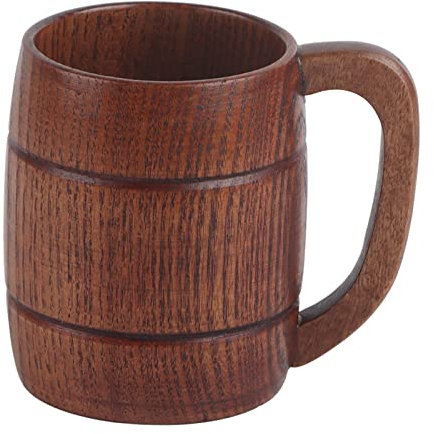 Otufan Chope à bière en bois avec poignée – Tasse à bière en bois faite à la main – Chope artisanale en bois respectueuse de l'environnement pour la maison, ustensiles de cuisine, tasses