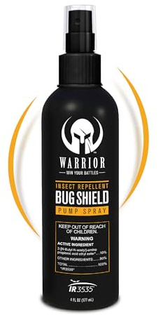 Warrior DEET Free Bug Shield Pump Spray – IR3535 Based Insect Repellent Pump Spray – Effective Protection & Water-Resistant Bug Repellent Spray for Camping, Hiking & Outdoor Activities - 4 FL OZ