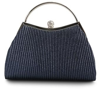Michelle Moon Handtasche Damen Klein Elegant mit Glitzer | Abendtasche Blau | Clutch Blau Elegant für Hochzeit, Party und besondere Anlässe | Handtasche Blau Klein mit abnehmbarer Schulterkette