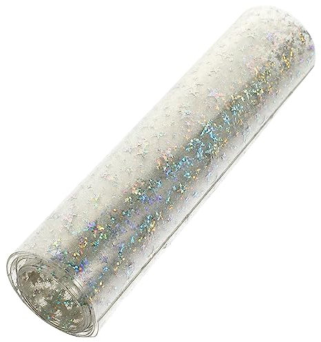AUTSUPPL Transparente Pvc Folie Mit Stern Motiv Glänzend Dünne Selbstgemacht Folie 20cm x 120cm Handgefertigtes Bastelmaterial Für Taschen Koffer Und Gepäck Vielseitig Zum Nähen Und Basteln