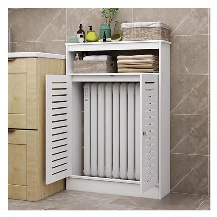 Cubre radiadores Estante para gabinete con cubierta para radiador, gabinete de almacenamiento con cubierta para calefacción con rejilla con rejilla y 2 puertas para el hogar, sala de estar,pasillo(60*