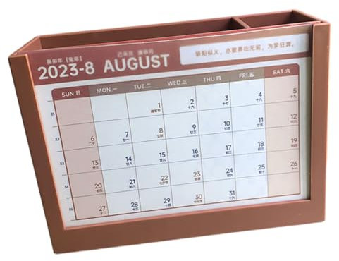 STOBOK Plastic Desk Calendar Storage Box 2024 Office Table Calendar Pen Holder Organiser for Home Office Teacher Red