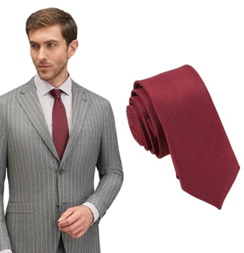 CULEO Cravatte da uomo, 1 pezzo di cravatta aderente tinta unita cravatta per laurea cravatta formale stretta e sottile 5 cm classica cravatta da lavoro per matrimonio festa lavoro laurea (rosso vino)