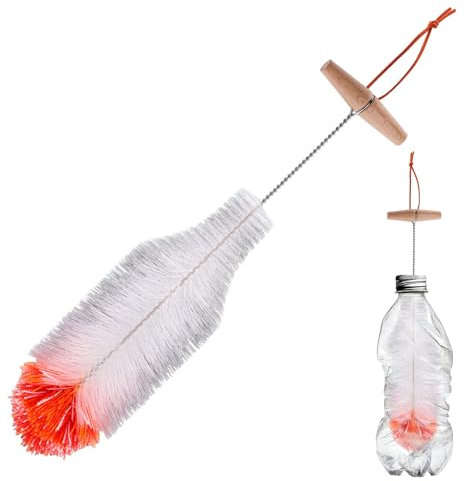 BOXOB Water Bottle Brush for Sodastream, 13.4 Inch Large Soda Bottle Cleaning Brush with Anti-Scratch Bristles & Wood Handle for Home Kitchen Use