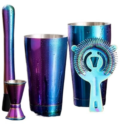 QuxetlRyz Jigger Juego de coctelera de Acero Inoxidable(6 Set Colorful)