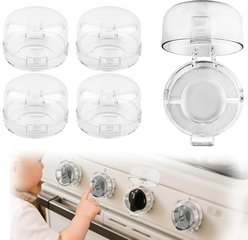 BOXOB 5 Stück Herdknopf-Schutzabdeckungen, 7,6cm Große Backofen-Knopfsicherungen Kindersicherung Hitzebeständige Schutzhülle für Gas- und Elektrobrenner