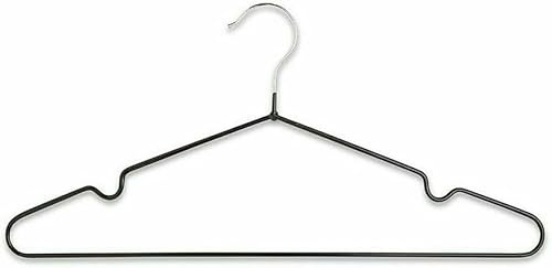 JH AUTOSTORES 25x Heavy Duty Premium Rubber Coated Metal Hangers FOR Space Saving Organiser Clothes Hangers for Wardrobes Coat Rack Rails Thin and Non-Slip Chrome (BLACK)